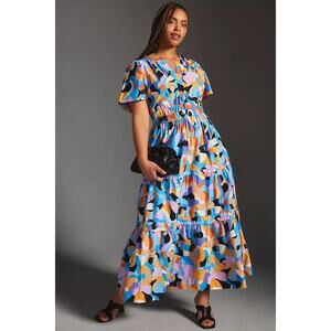 NWT Anthropologie The Somerset Maxi Dress $168 XXS Orange Abstract